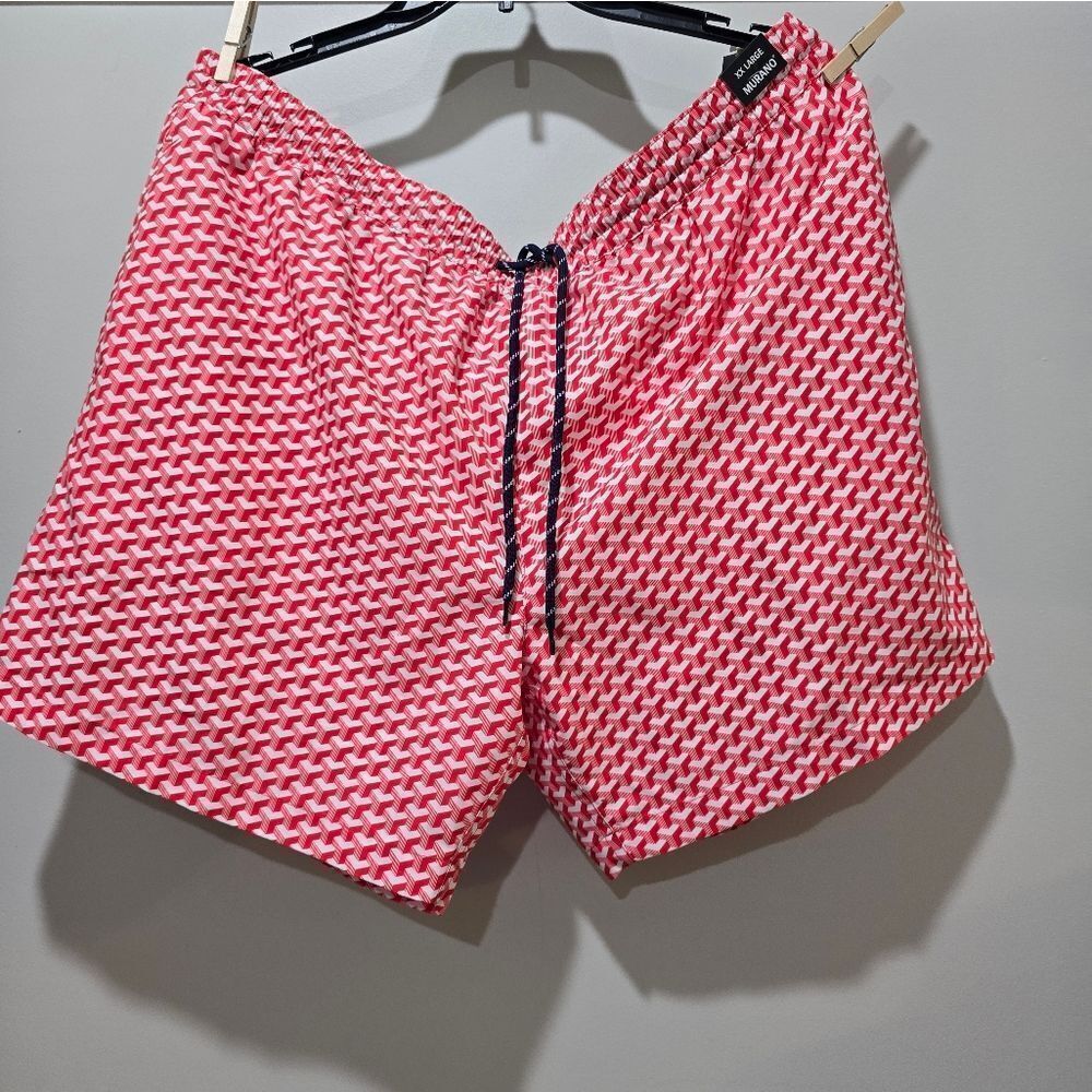 Murano Swim Shorts Trunks Men XXL 5" Inseam NWT Red And White
